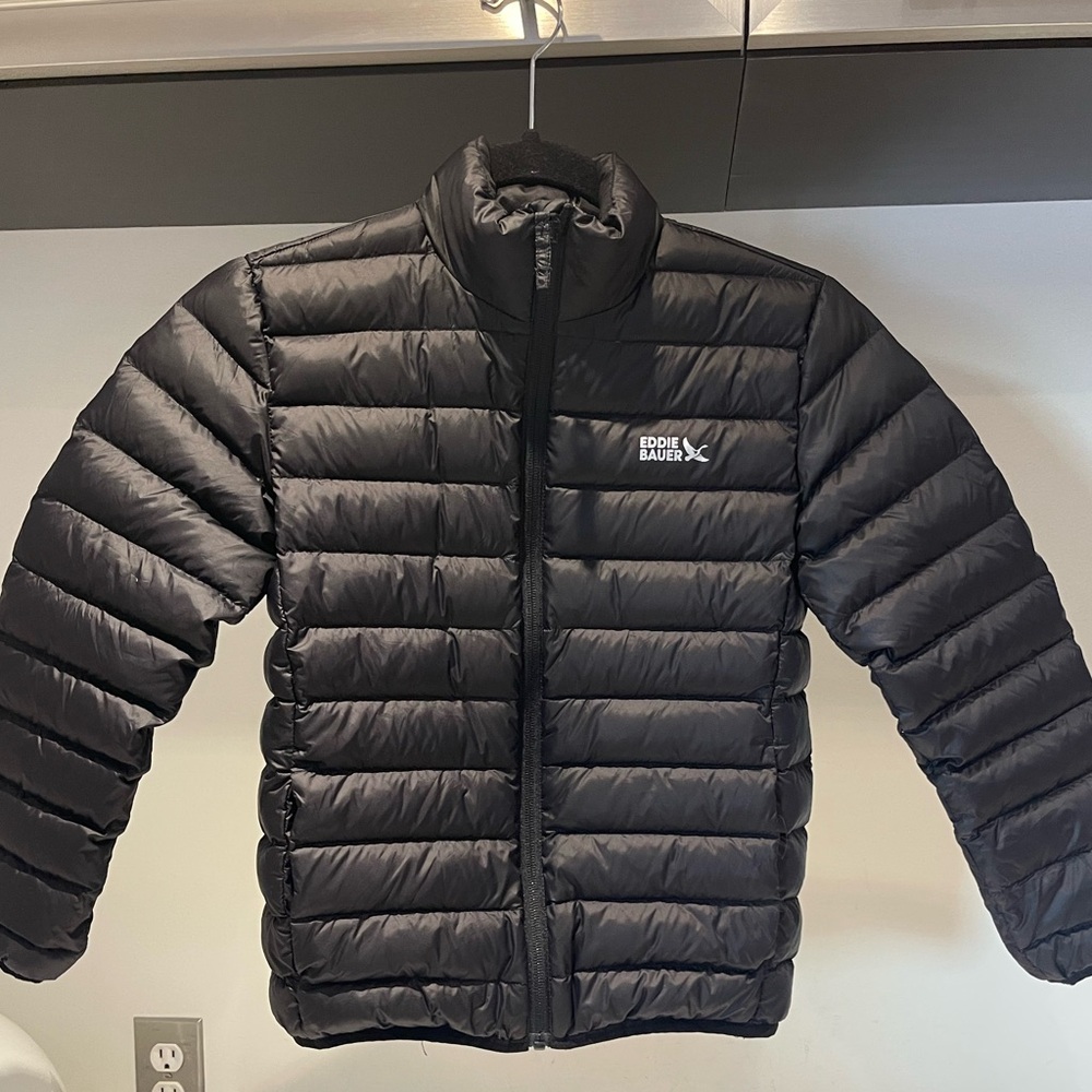 NWOT Eddie Bauer Boy Girl black Packable puffer storm repel 650 fill Medium 7/8 - Picture 16 of 16